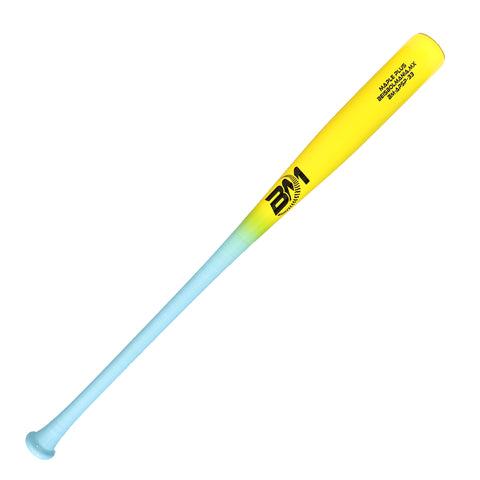 Bat Beisbol Reforzado Con Fibra de Vidrio Beisbolmania Maple Plus BMAP5 Amarillo Celeste