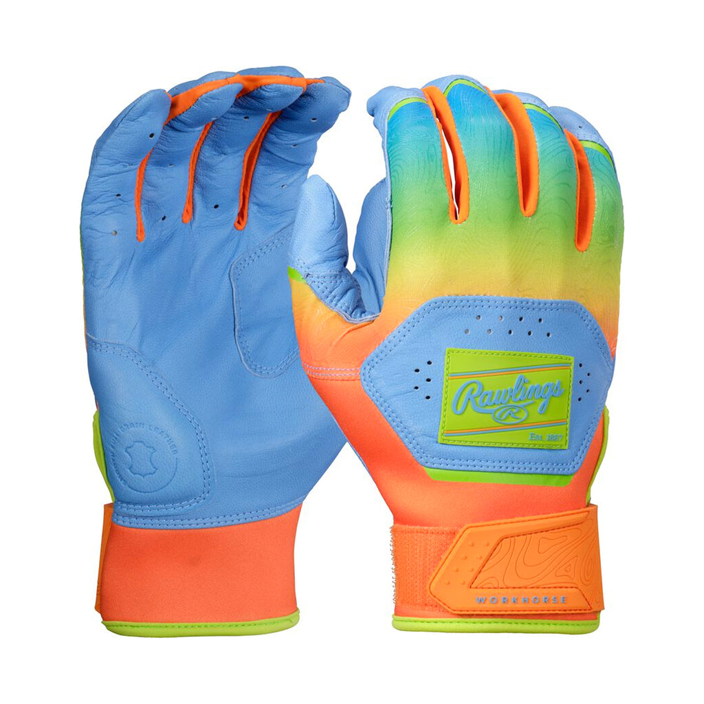 Guanteletas Beisbol Rawlings Funburst Workhorse Azul Naranja Infantil