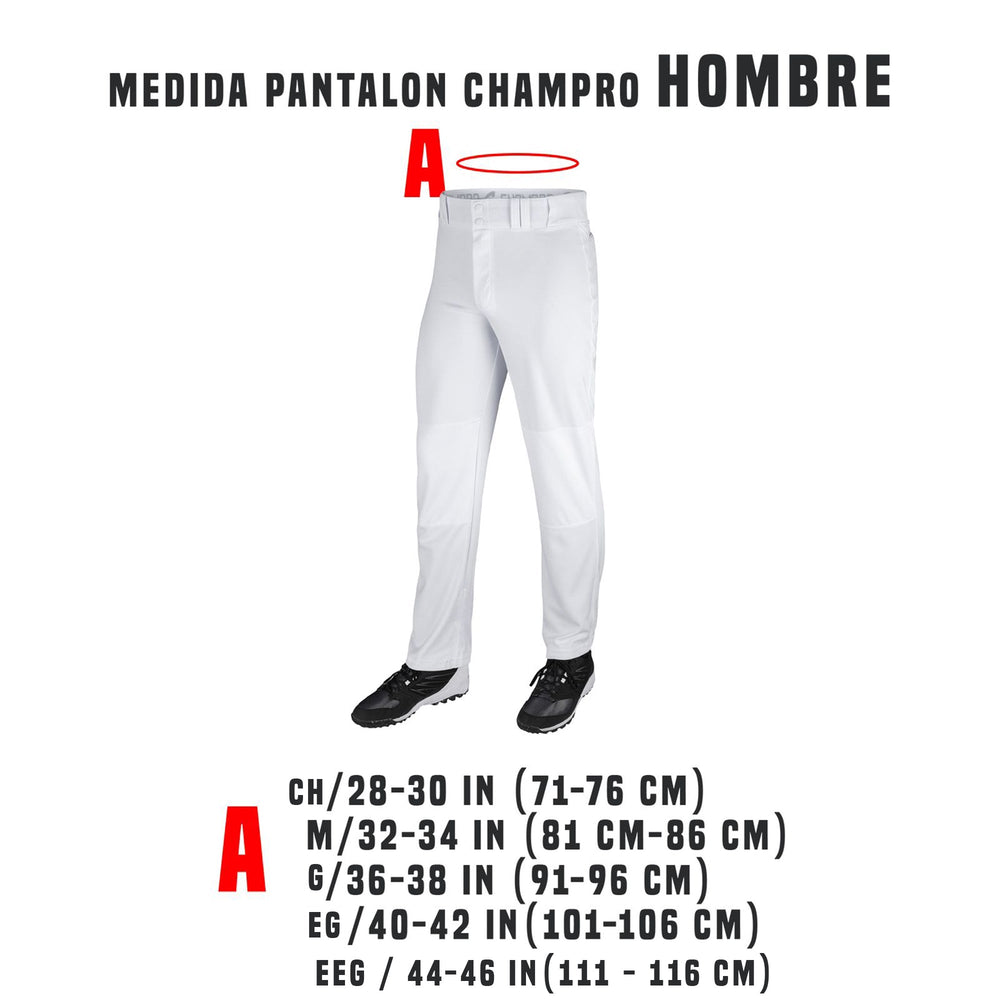 Pantalon Beisbol Softbol Champro Triple Corona 2 Slim fit BP64 Gris Largo Adulto