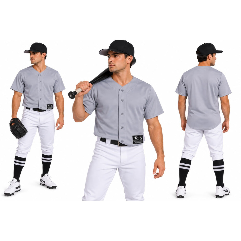 Camisola Easton Pro manga corta gris adulto, botonadura completa