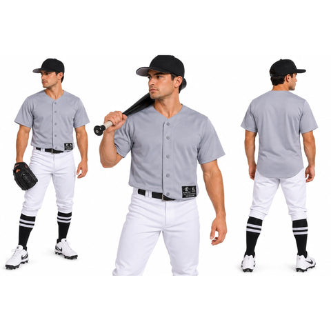 Camisola Easton Pro manga corta gris adulto, botonadura completa