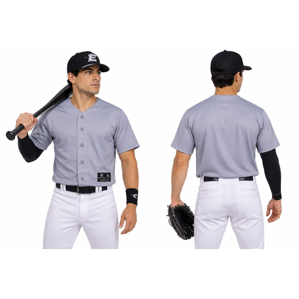 Camisola Easton Pro manga corta gris, frente y espalda
