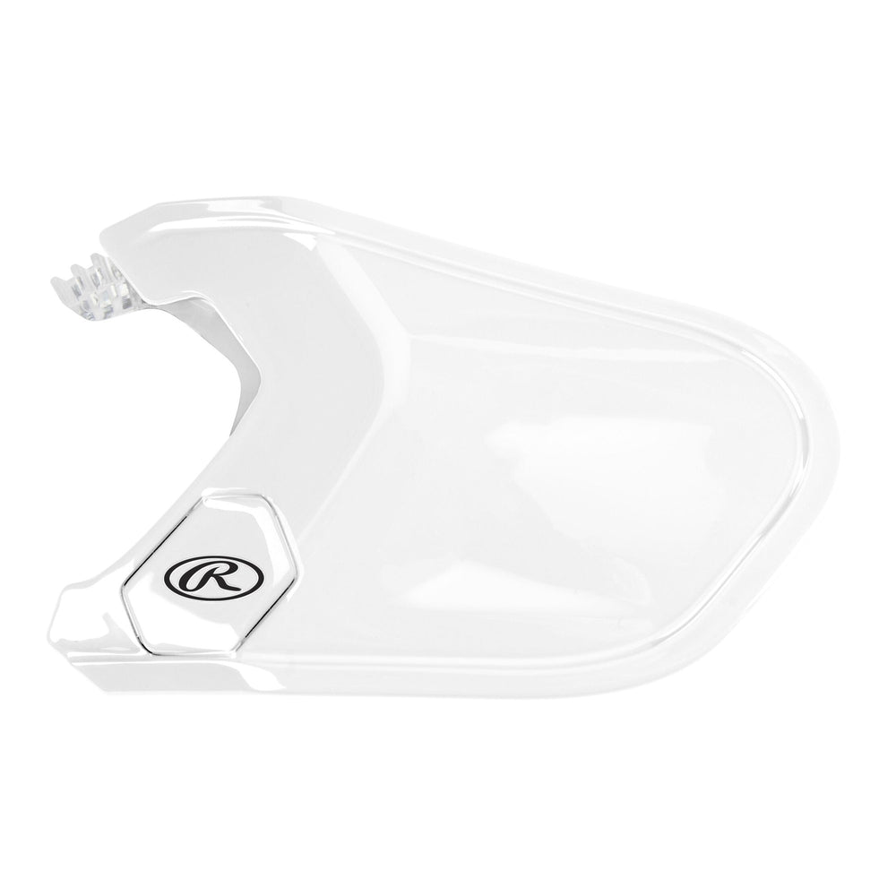 Extensión protector de quijada Rawlings Mach brillante blanco para bateador derecho