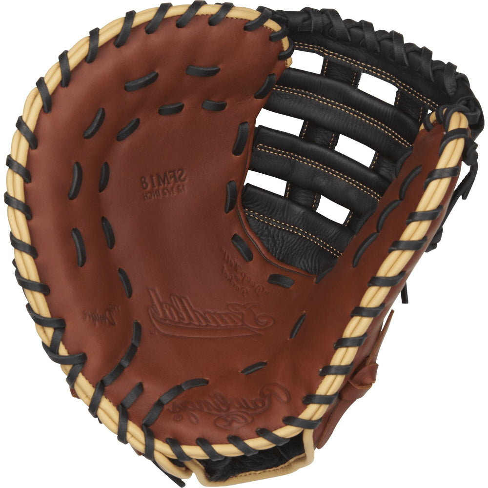 Guante de primera base Rawlings Sandlot SFM18 de 12.5 pulgadas café para lanzador zurdo