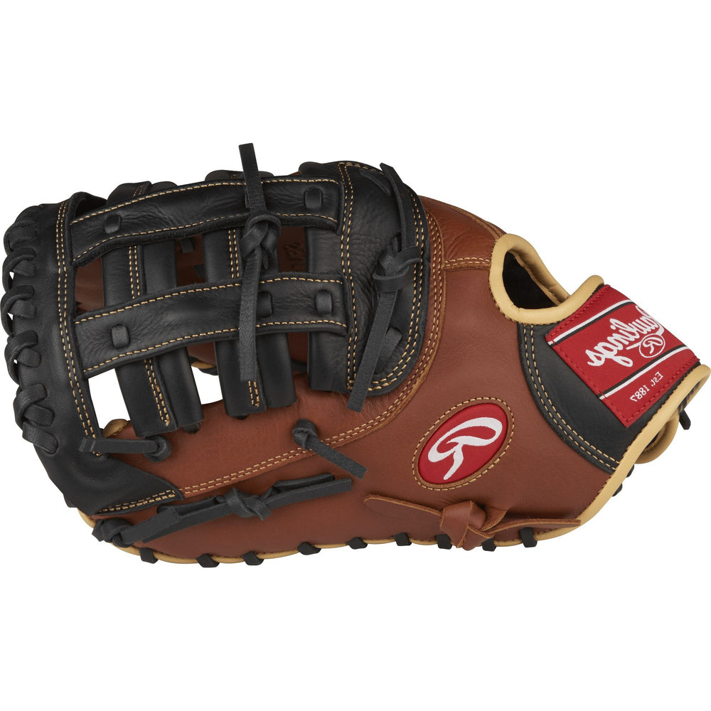 Guante de primera base Rawlings Sandlot SFM18 de 12.5 pulgadas café para lanzador zurdo