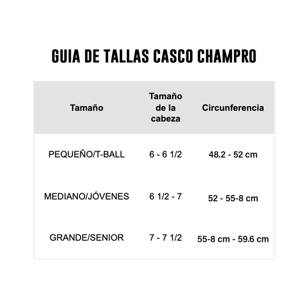 Careta Beisbol Softbol Champro CMHXUBL Negro 7 -  7 1/2 in ADULTO