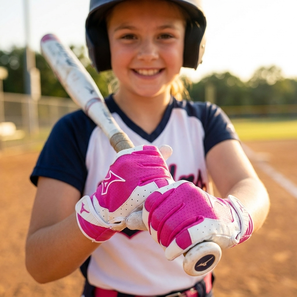 Guanteletas Softbol Mizuno Finch JUVENIL en uso