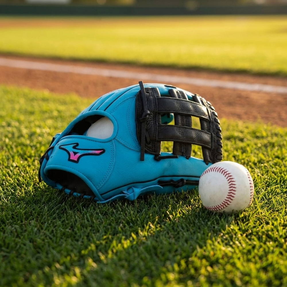 Guante Beisbol Mizuno Franchise GFN1251B5 12.5 in Azul Cielo ADULTO Lanzador Zurdo - foto de estudio