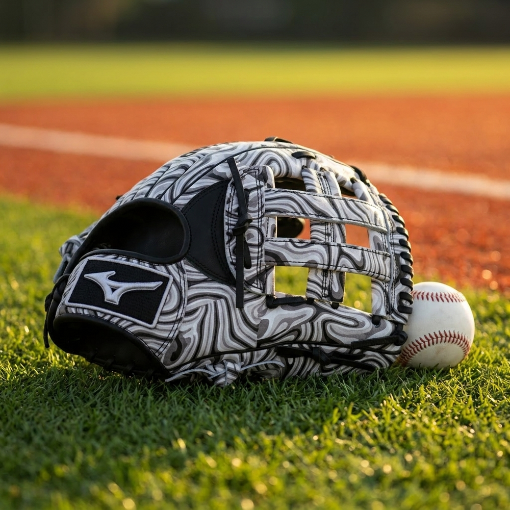 Guante Beisbol Mizuno MVP Prime M-Print GMVP-70MP 12.75 in Oil Slick ADULTO Lanzador Zurdo - foto de estudio