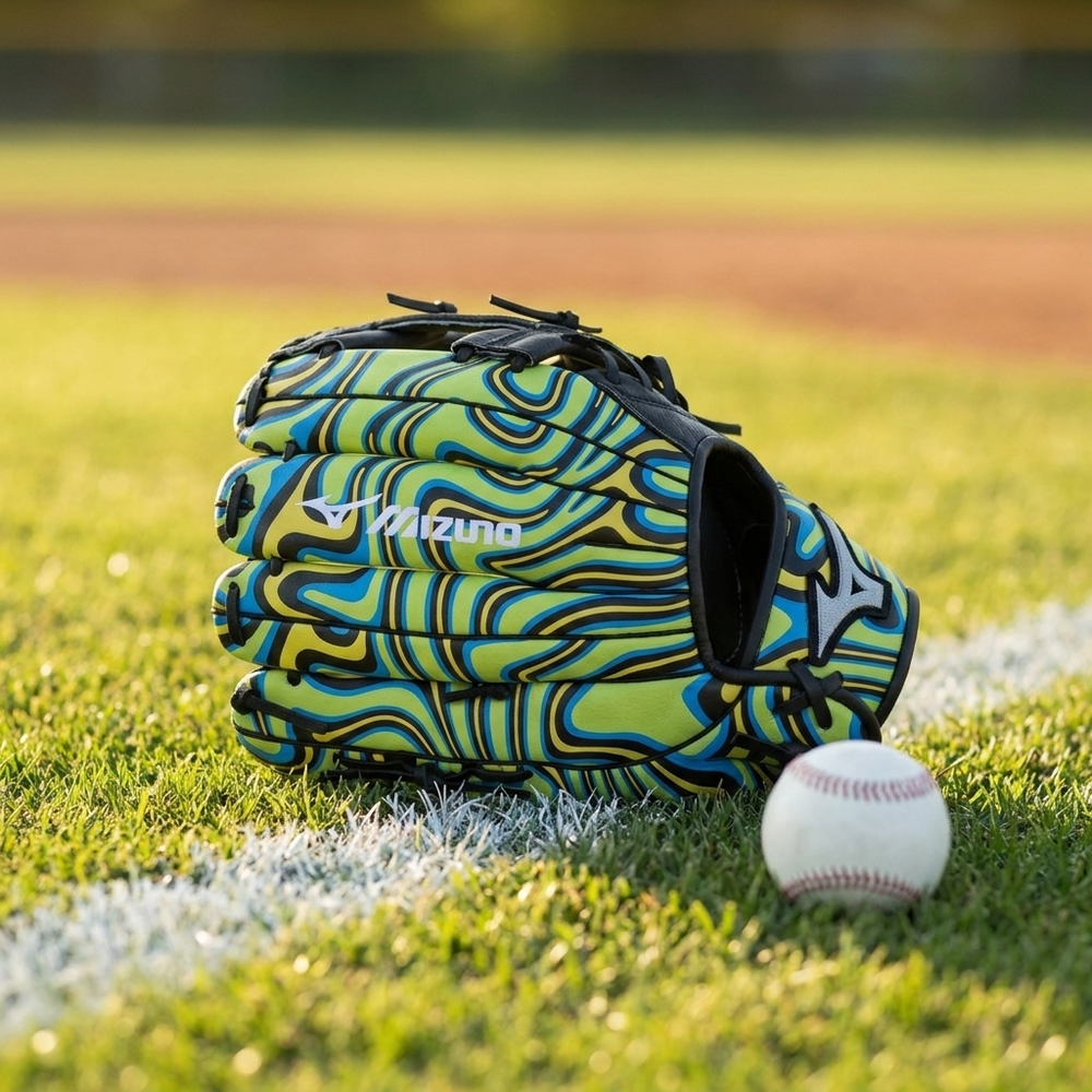 Guante Beisbol Mizuno Prospect Print GPP1102Y3P 11 in Lime Swirl Infantil - foto de estudio