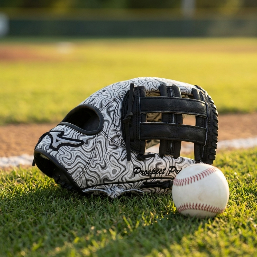 Guante Beisbol Mizuno Prospect Print GPP1151Y3P 11.5 in Oil Slick Lanzador Zurdo - foto de estudio