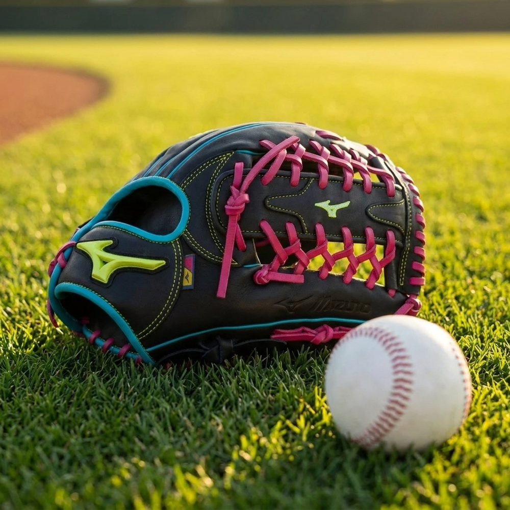 Guante Beisbol Mizuno Pro Select Neo GPSN-70 12.5 in Negro Rosa ADULTO - foto de estudio