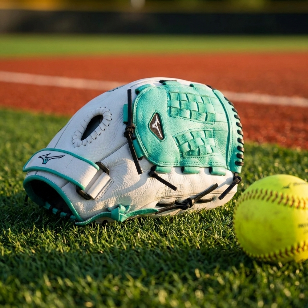 Guante Softbol Mizuno Franchise GFN1301F5 13 in Blanco Verde Jade ADULTO - foto de estudio