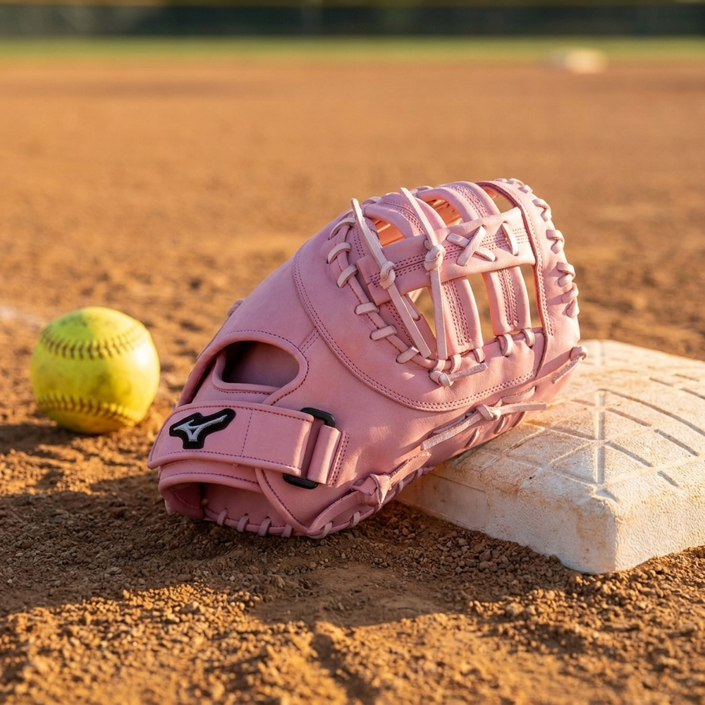 Guante Primera Base Softbol Mizuno MVP Prime GXF50PF5LP 13 in Blanco Rosa ADULTO - foto de estudio