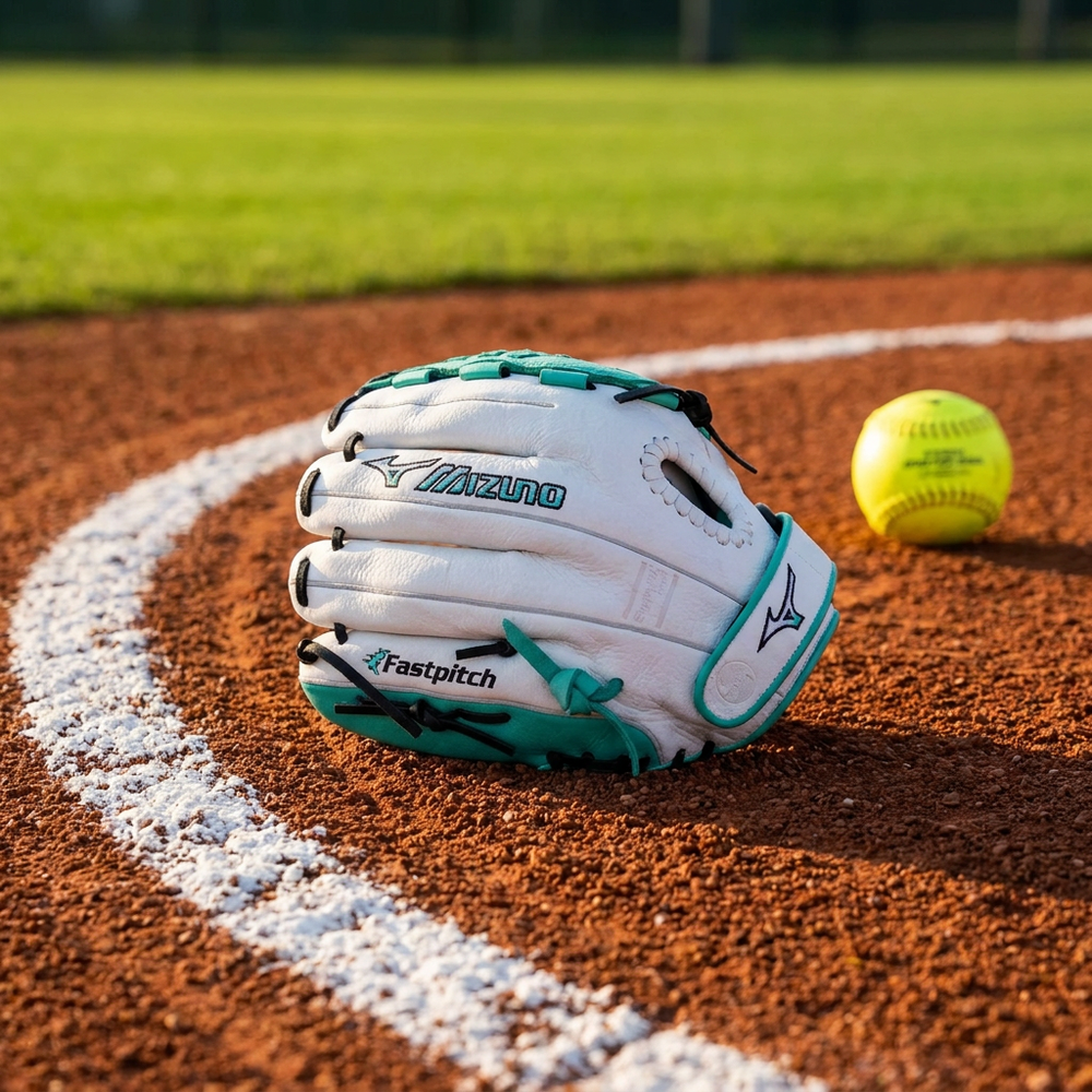 Guante Softbol Mizuno Franchise GFN1201F5 12 in Blanco Verde Jade ADULTO - foto de estudio