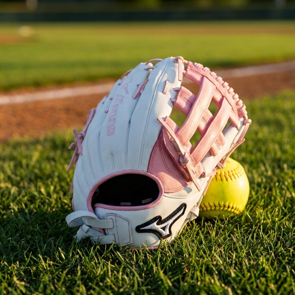 Guante Softbol Mizuno MVP Prime GMVP1300PF5LP 13 in Blanco Rosa ADULTO - foto de estudio