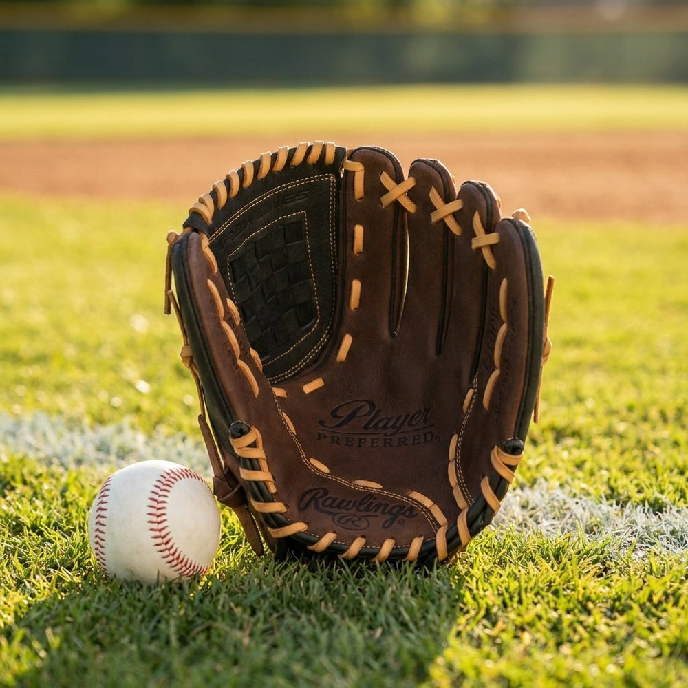 Guante Beisbol Rawlings Player Preferred P1100B 11 in Café Infantil Lanzador Zurdo - foto de estudio