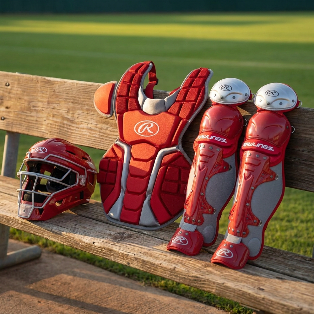 Equipo de catcher Rawlings Renegade 2.0 Rojo foto de ambiente