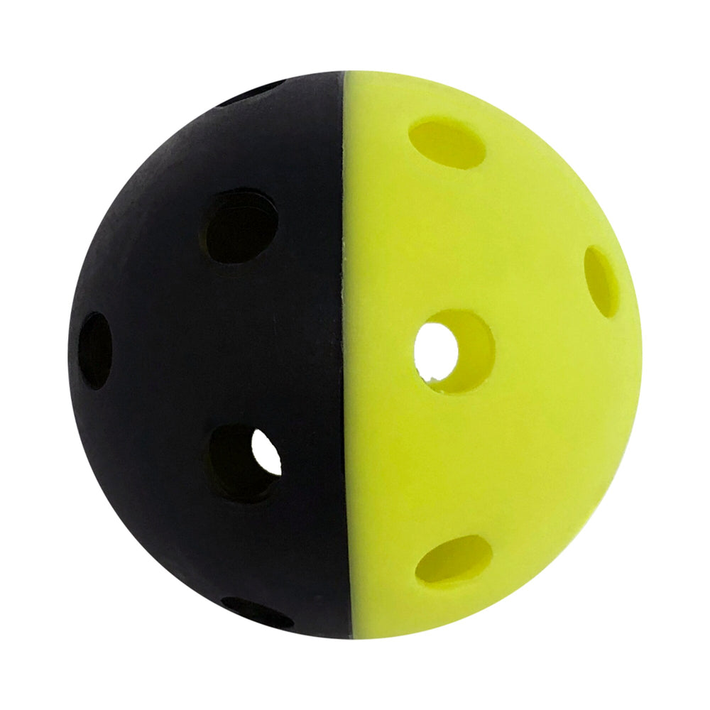 Pelota de entrenamiento Rawlings Dura-Flex 9 in perforada negro y amarillo neon