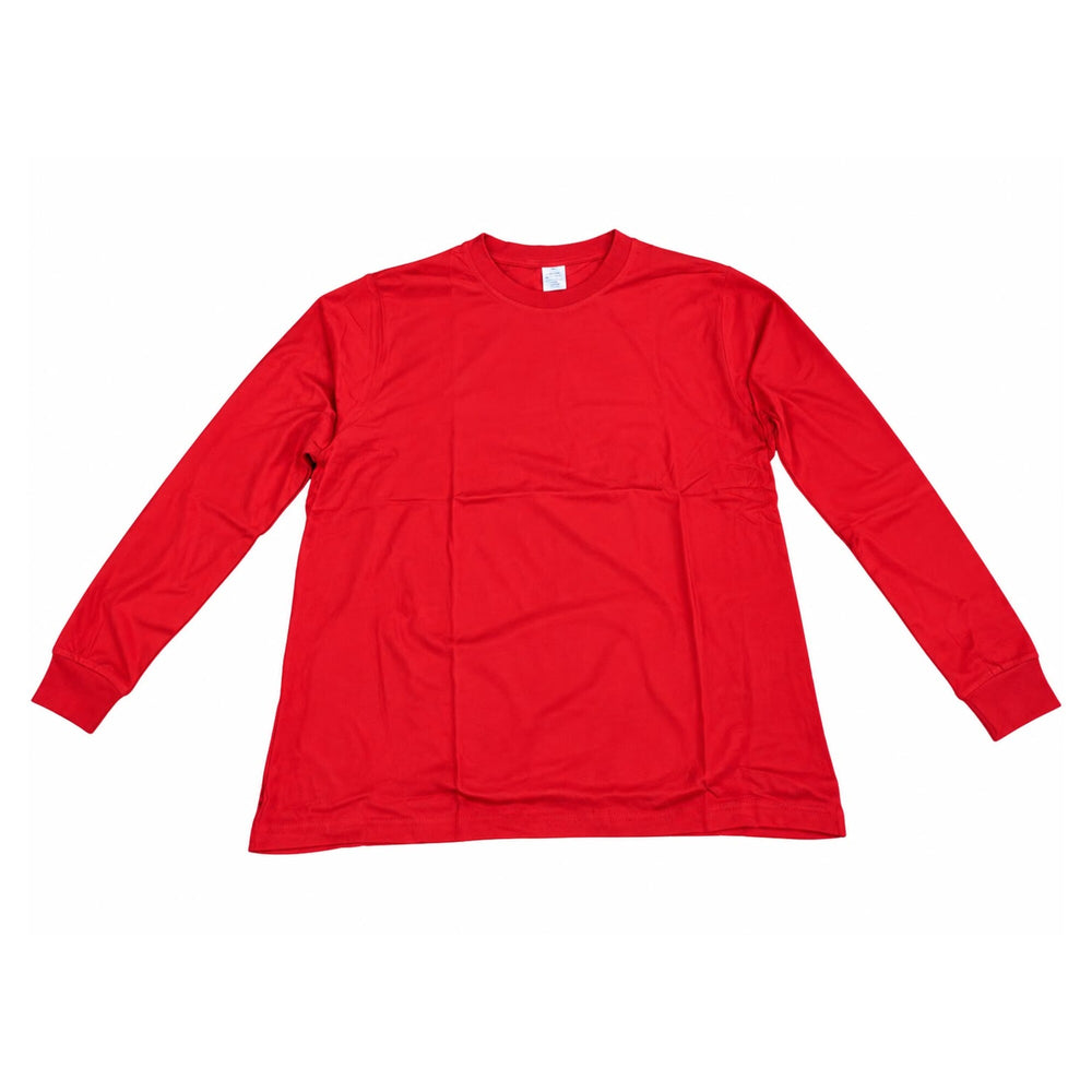Playera manga larga lisa roja cuello redondo