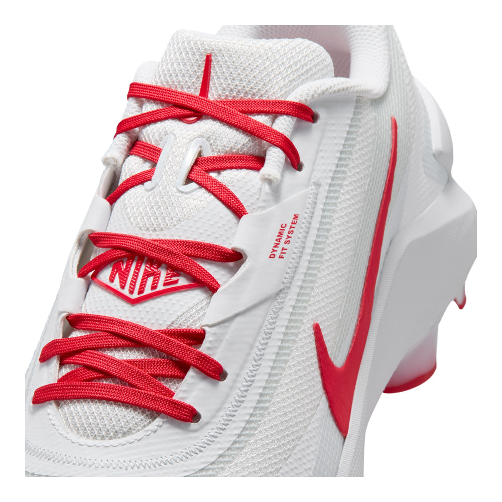 Spikes Nike Diamond Showcase MCS Blanco Rojo detalle de agujetas