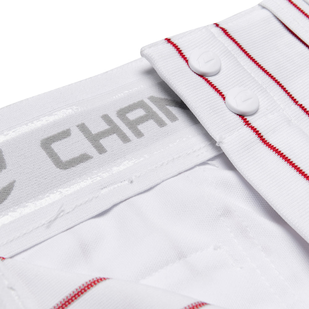 Pantalon Beisbol Champro Blanco Rayas Rojo Corto Triple Crown BPPINK Adulto
