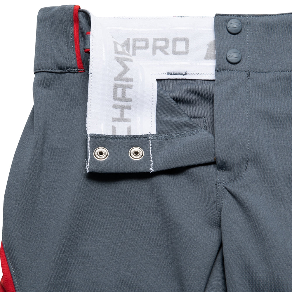 Pantalon Softbol Champro Surge Traditional BP28 Gris Oscuro Rojo Corto NIÑA