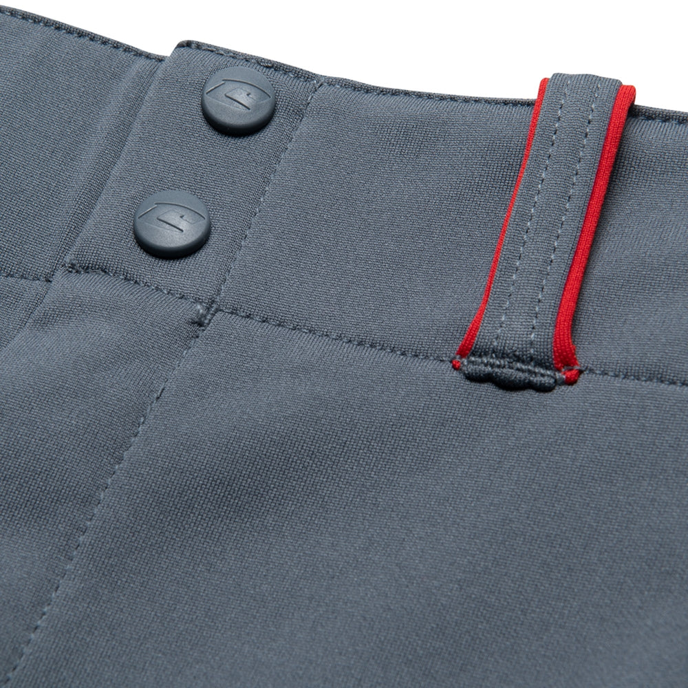 Pantalon Softbol Champro Surge Traditional BP28 Gris Oscuro Rojo Corto NIÑA