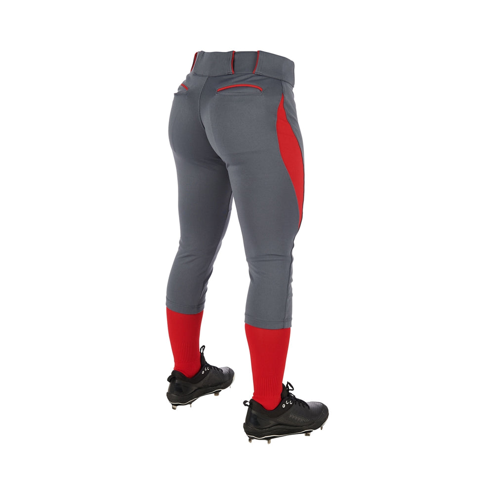 Pantalon Softbol Champro Surge Traditional BP28 Gris Oscuro Rojo Corto NIÑA
