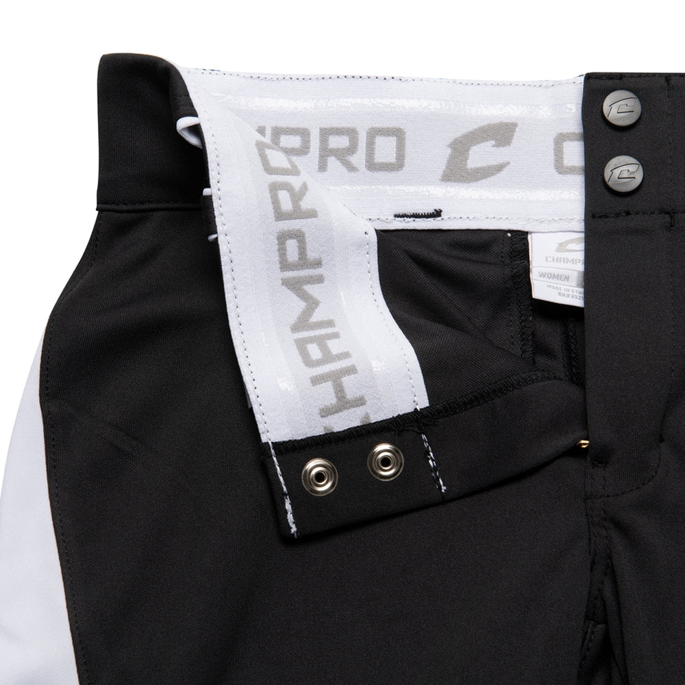 Pantalon Softbol Champro Surge Traditional BP28 Negro Blanco Corto NIÑA