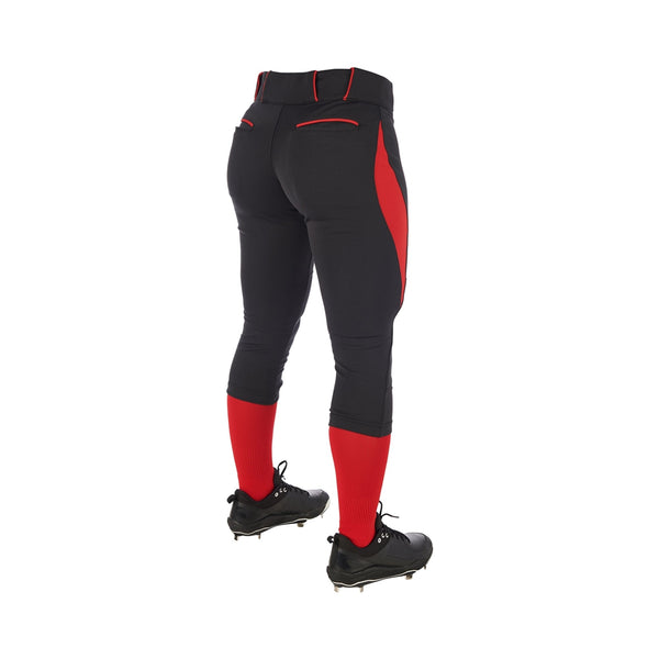 Pantalon Softbol Champro Surge Traditional BP28 Negro Rojo Corto NIÑA