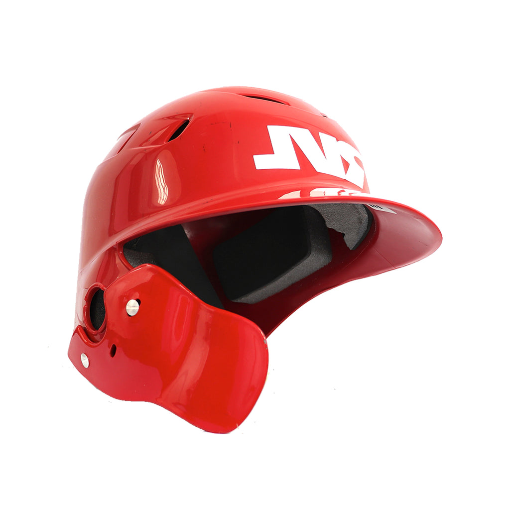 Casco Beisbol RVL Una Oreja Rojo Con Protector Mandibula Zurdo ADULTO