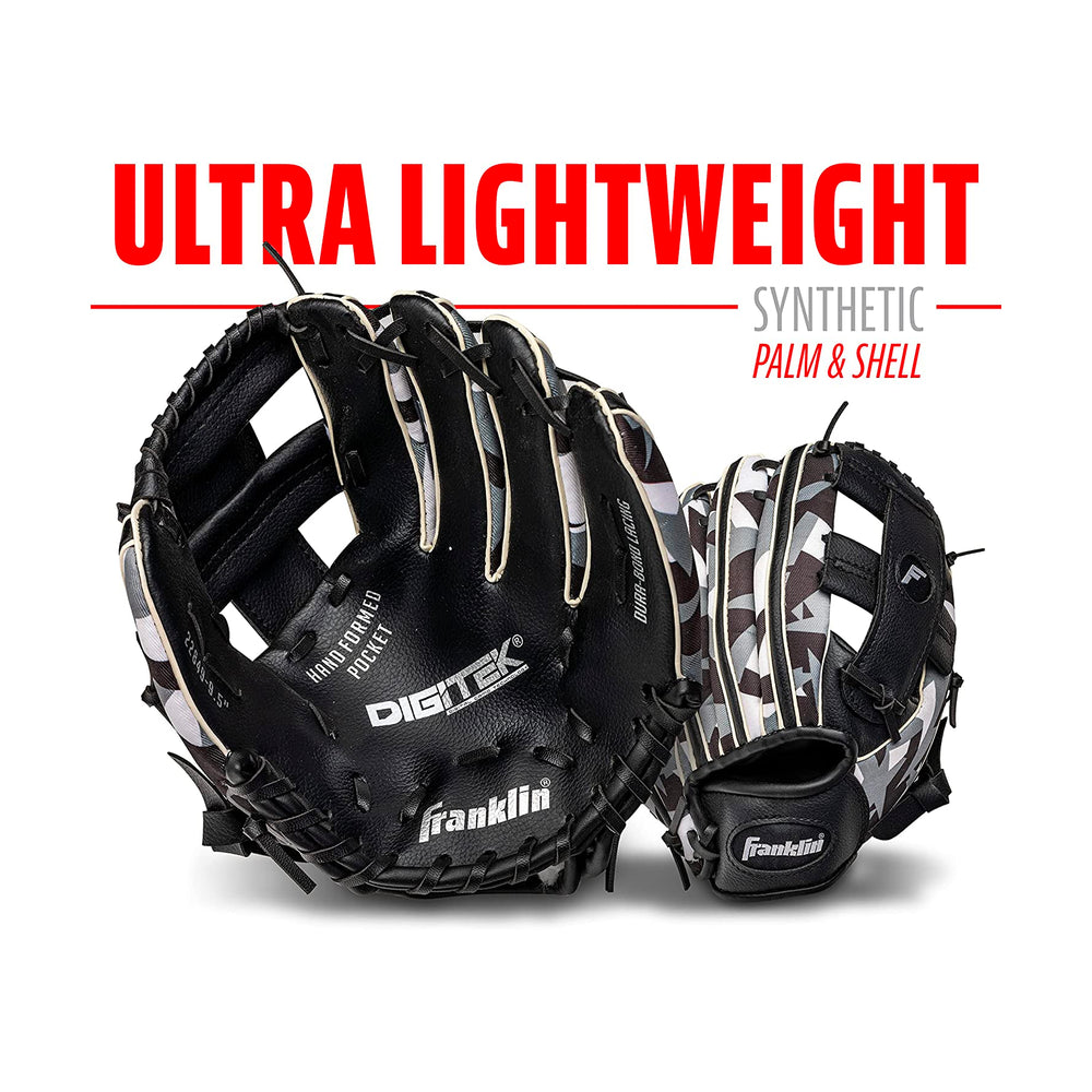 Guante Beisbol Franklin Digitek 22839 Negro Gris 9.5 in 3 a 6 años
