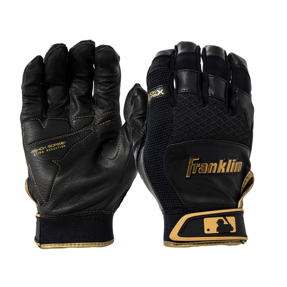 Guanteletas Beisbol Franklin Shock Sorb X Negro Dorado ADULTO