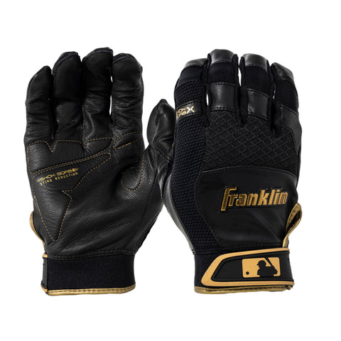 Guanteletas Beisbol Franklin Shock Sorb X Negro Dorado ADULTO