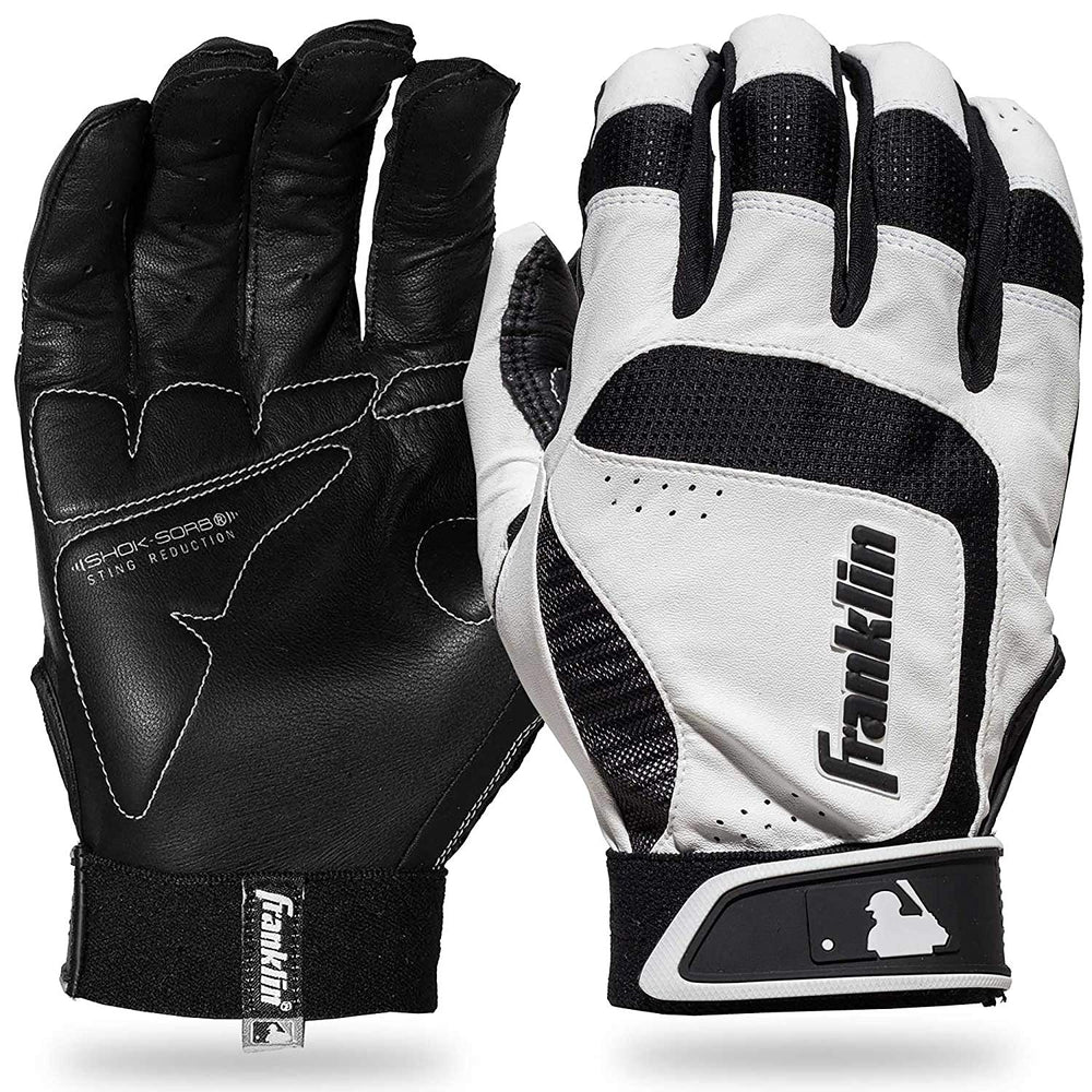 Guanteletas Beisbol Franklin Shok Sorb Neo Blanco Negro ADULTO