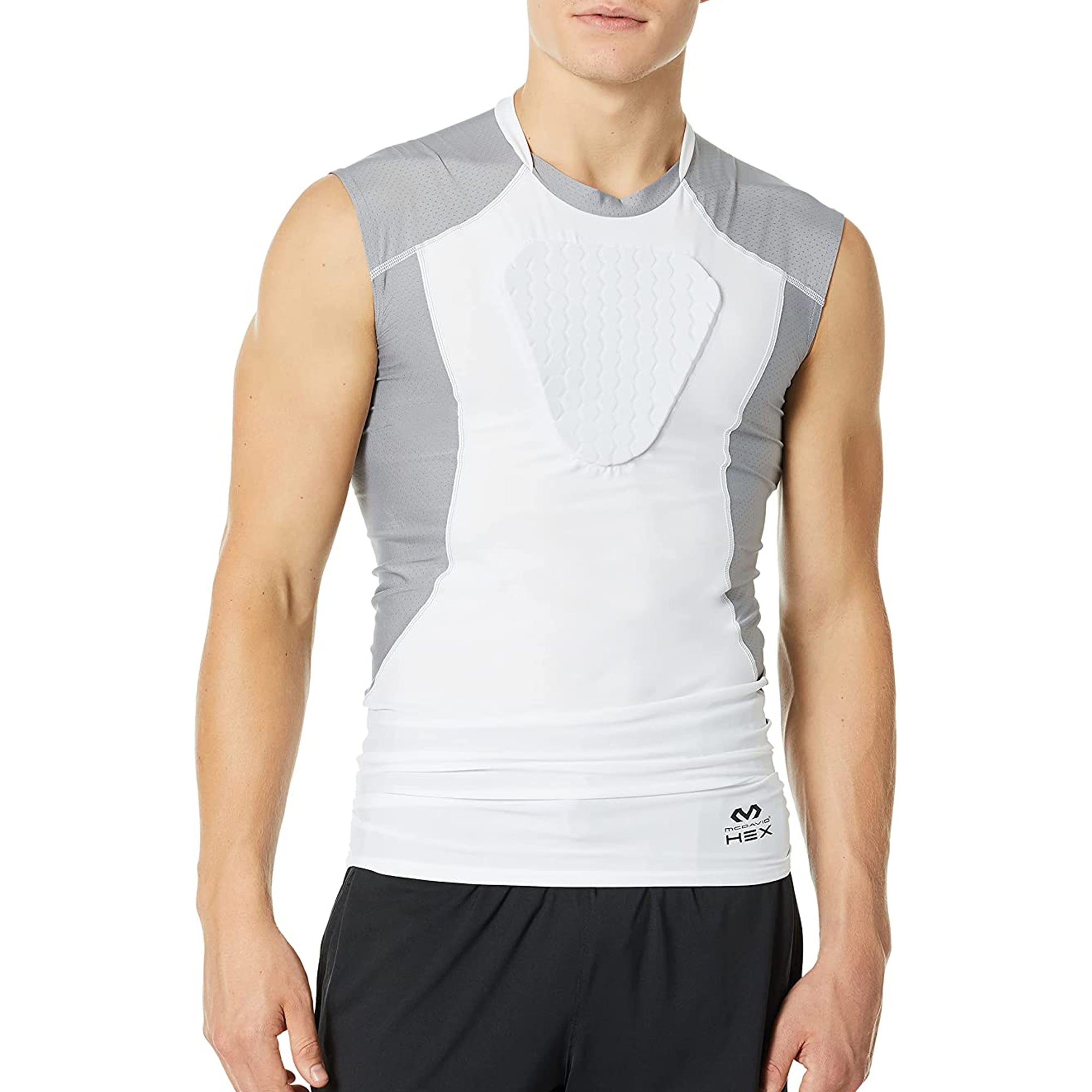 Chemise Compression McDavid Hexpad Sans Manches 5 Pads Homme 2XL Gris/blanc