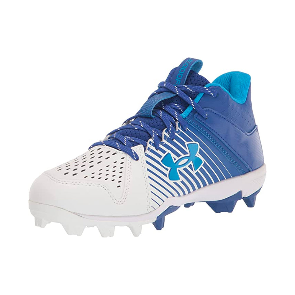 Spikes Beisbol Softbol Under Armour Leadoff Rubber Mid Blanco Azul INFANTIL