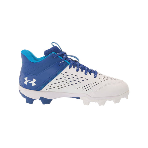 Spikes Beisbol Softbol Under Armour Leadoff Rubber Mid Blanco Azul INFANTIL